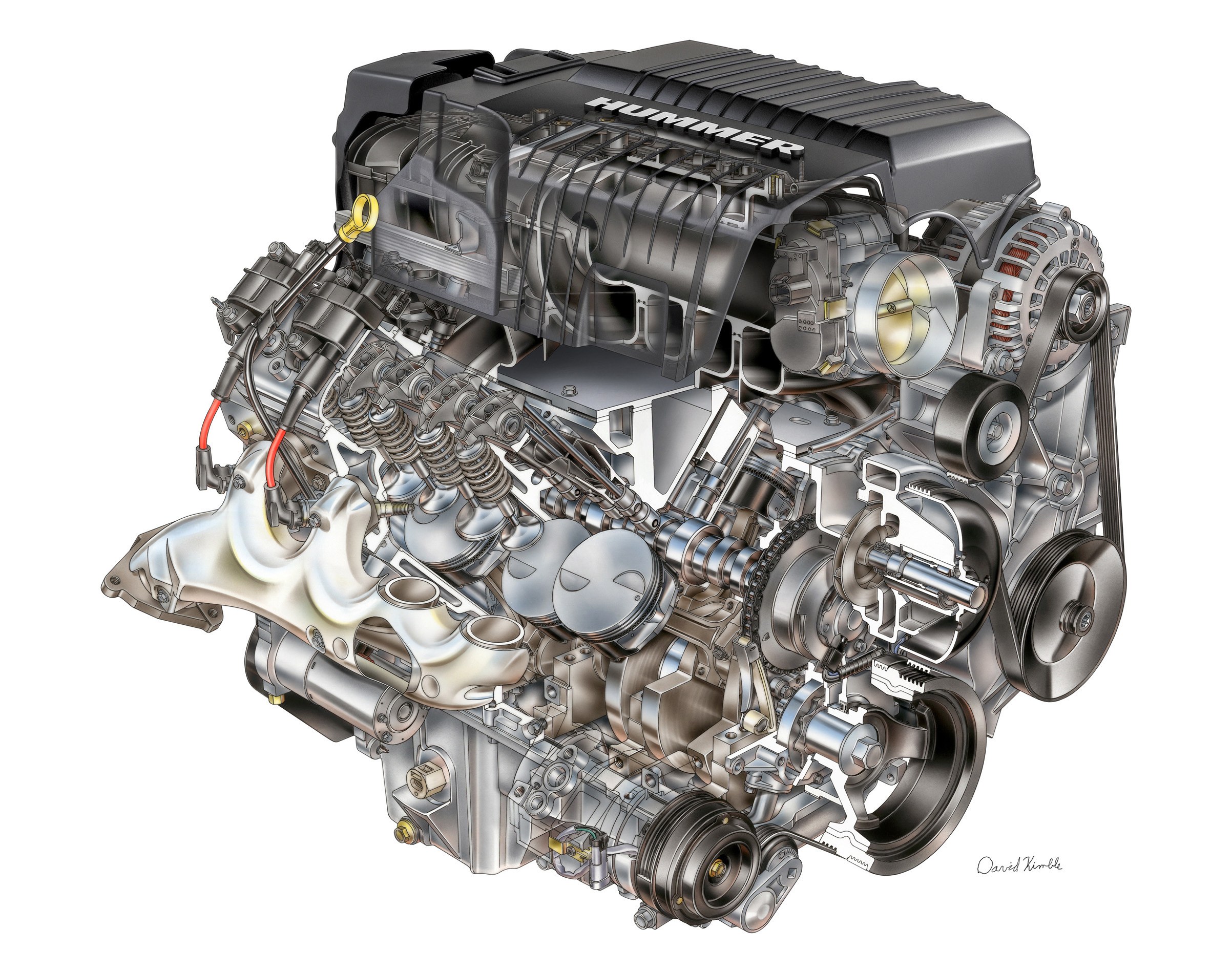Hummer V8 engine cutaway