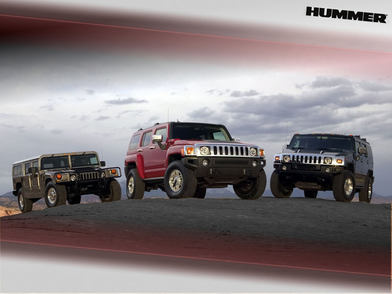 Hummer vehicles in desert