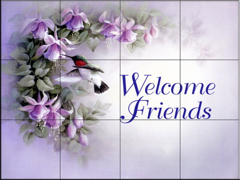 Hummingbird and Flowers — Purple, Welcoming
