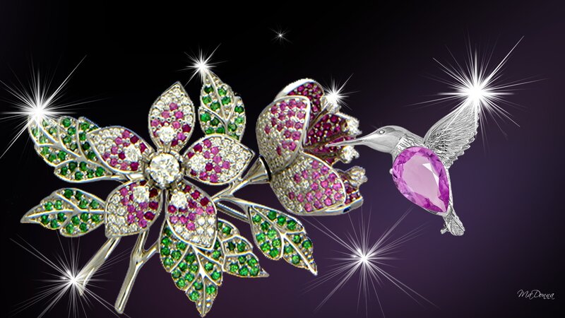 Hummingbird and Jeweled Flower