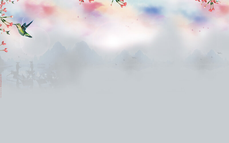 Hummingbird Near Flowers — White