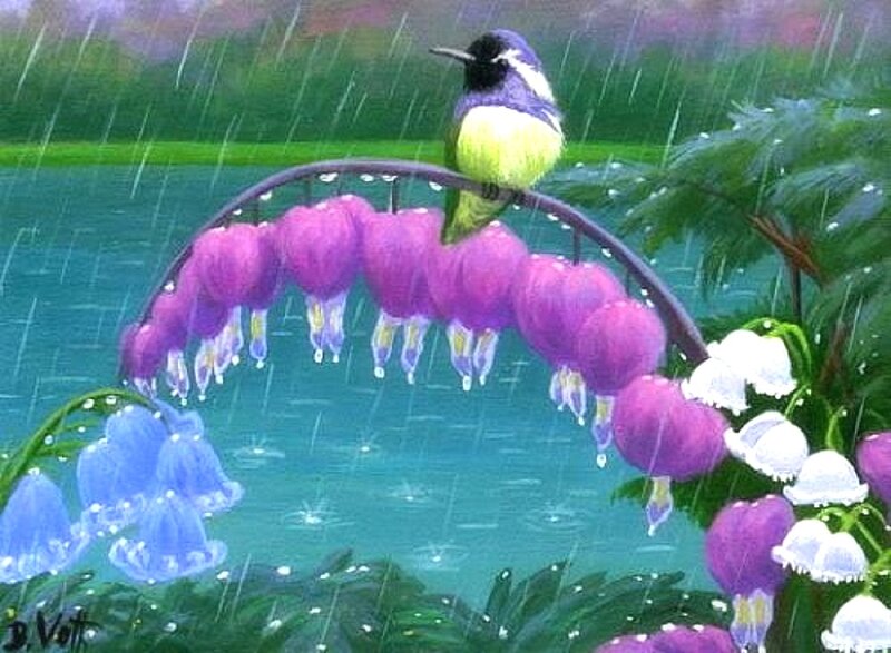 Hummingbird on Flower Arch