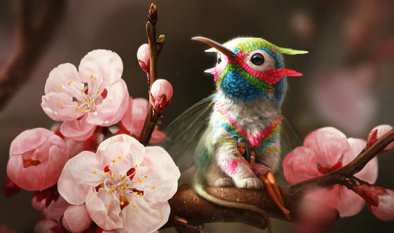 Hummingbird with Girl