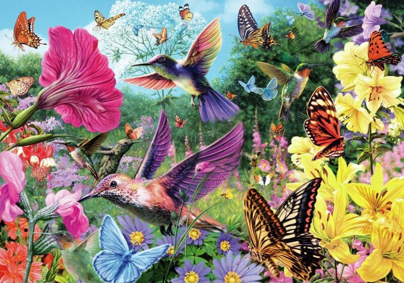 Hummingbirds and Butterflies — Pink
