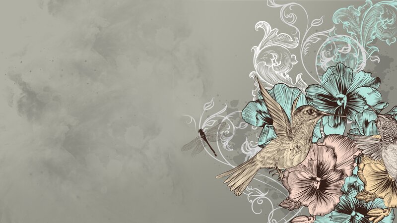 Hummingbirds and Flowers — Gray