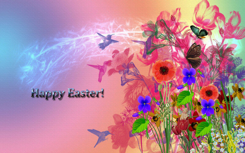 Hummingbirds and Flowers — Pink, Festive