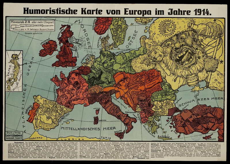 Humoristic map of Europe 1914
