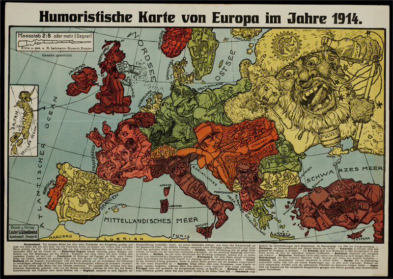 Humoristic map of Europe 1914