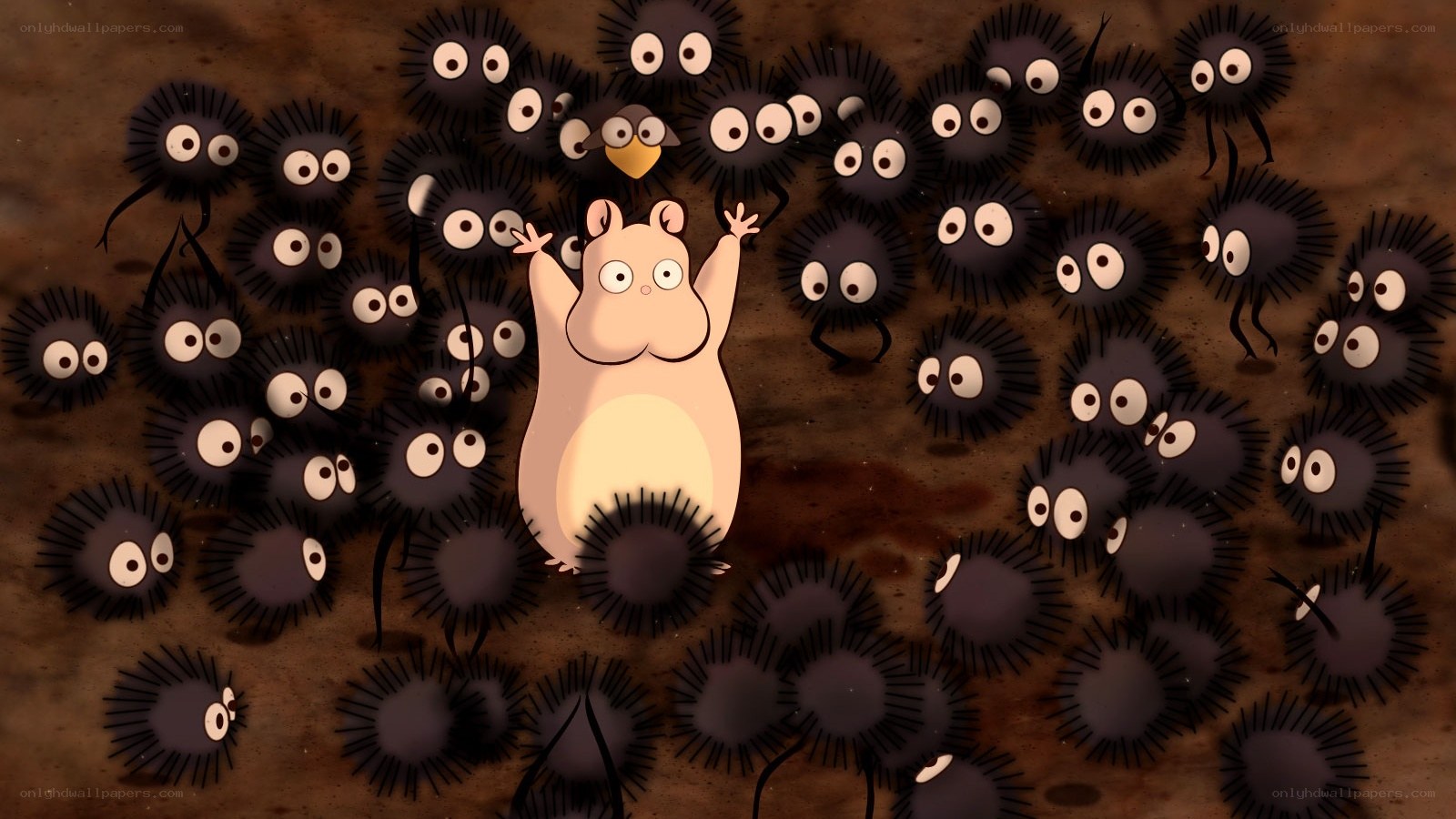 Humpy surrounded by soot sprites