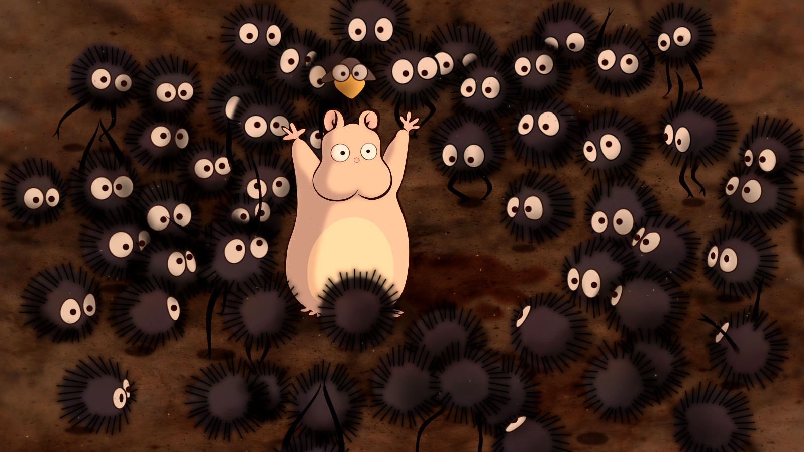 Humpy surrounded by soot sprites