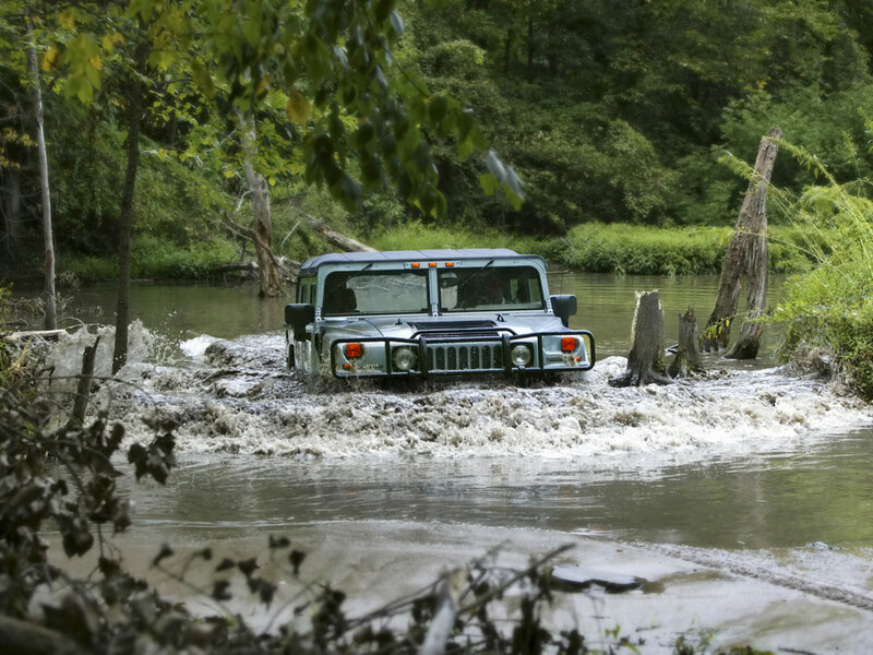 Humvee Crossing River — Green