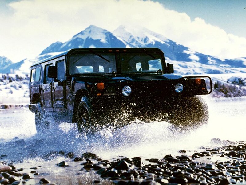 Humvee driving through water