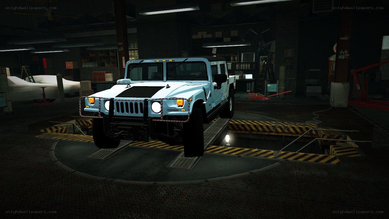Humvee in garage