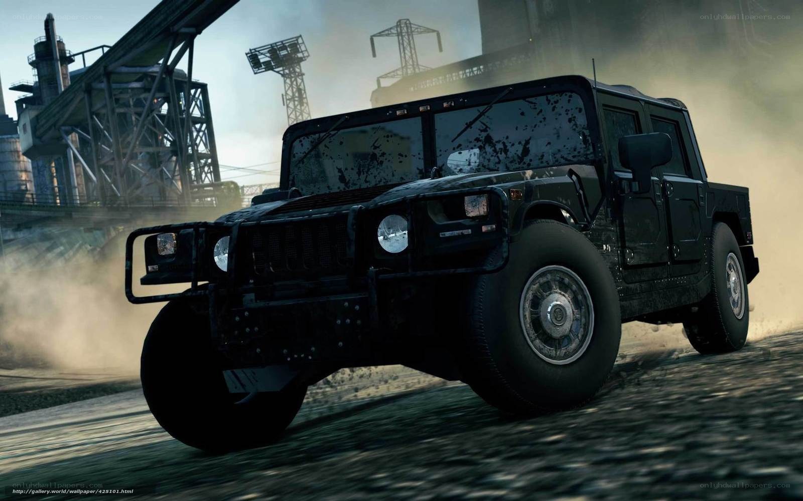 Humvee in industrial zone