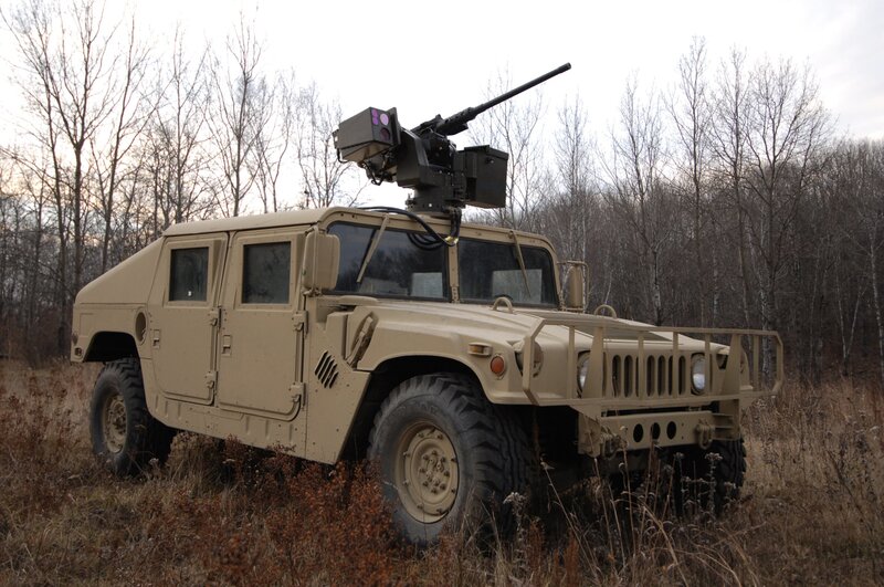 Humvee with mounted weapon system