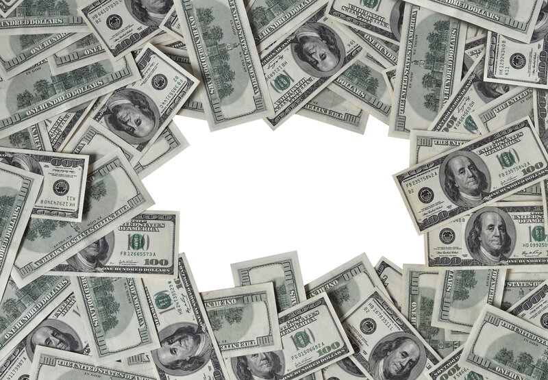 hundred-dollar bills arranged in a circle