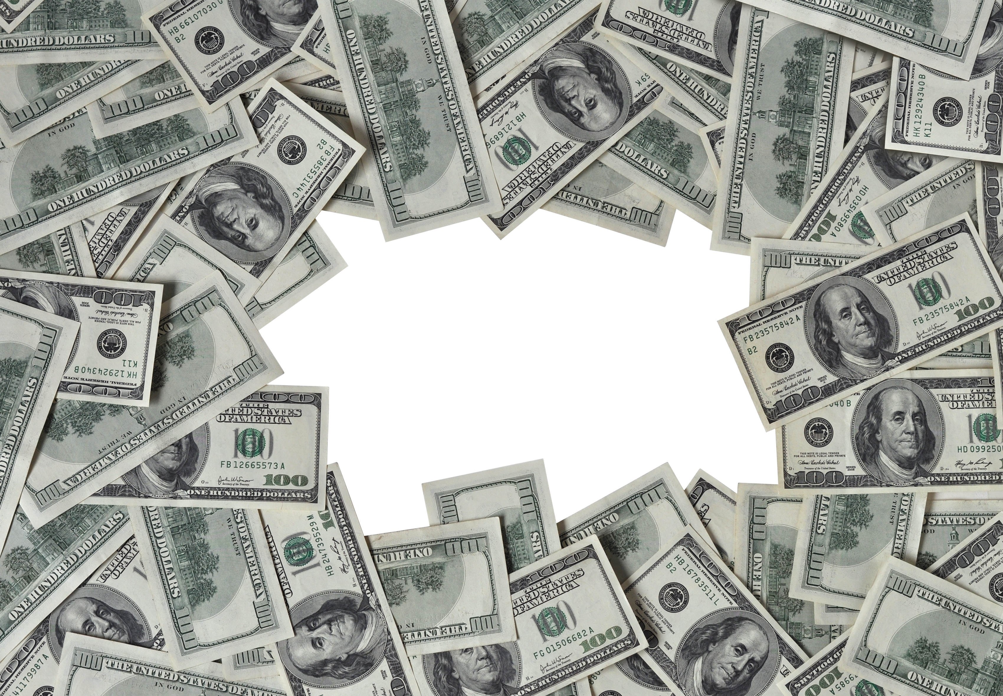 hundred-dollar bills arranged in a circle