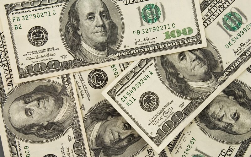 Hundred-dollar Bills — Green, Neutral, Photograph, Money, Currency, White