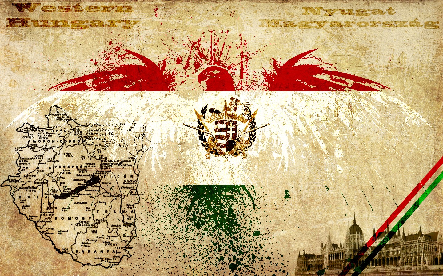 Hungarian flag and map collage