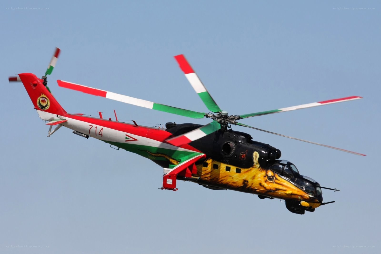 Hungarian Mi-24 helicopter in flight
