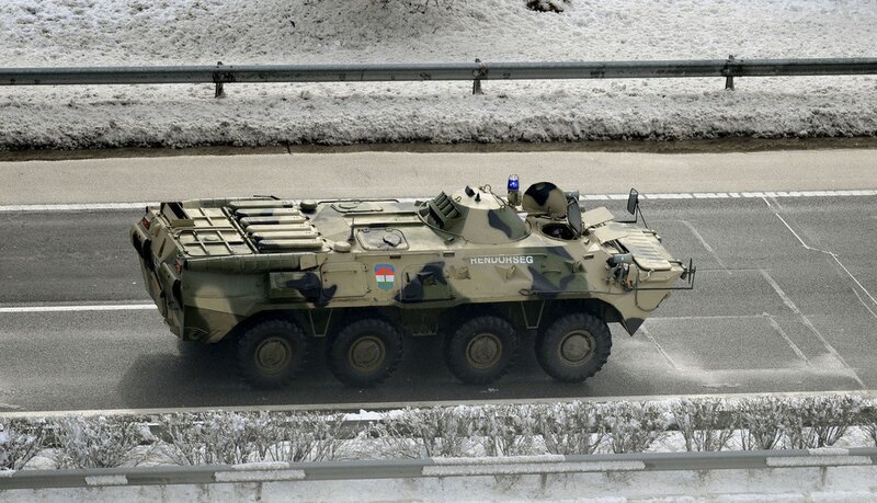 Hungarian military vehicle on highway