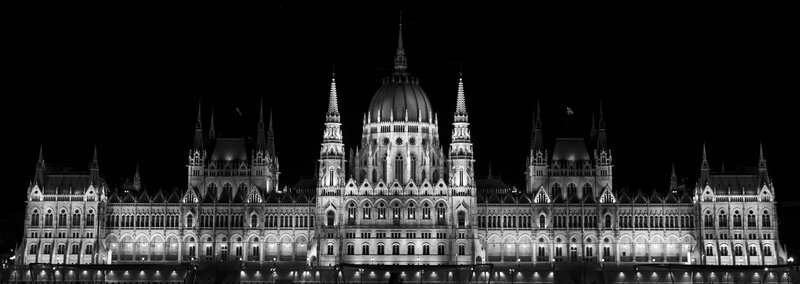 Hungarian Parliament Building — Black, Dramatic, Night