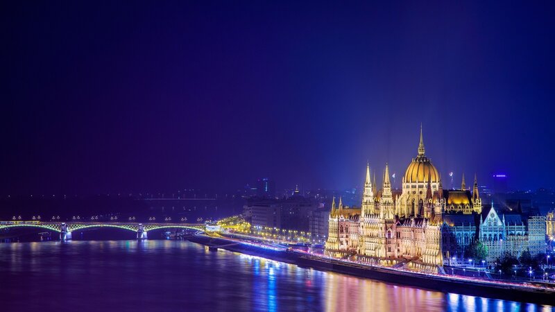 Hungarian Parliament Building — Blue, Dramatic, Night, Photograph