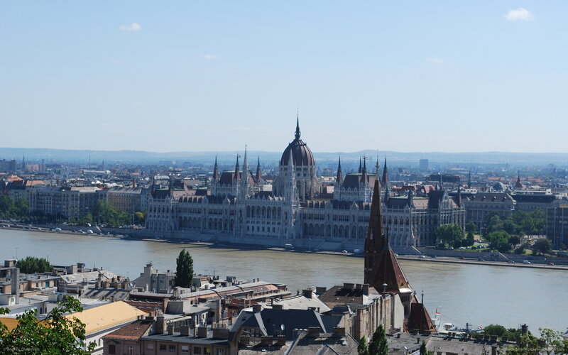 Hungarian Parliament Building — Blue, Serene, Afternoon, Photograph, Danube River