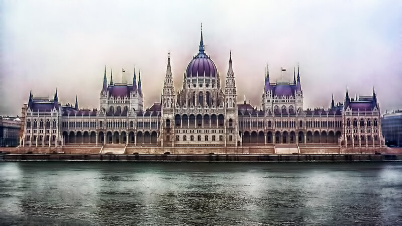 Hungarian Parliament Building — Gray, Dramatic