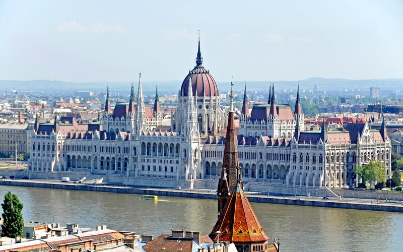 Hungarian Parliament Building — White, Serene, Afternoon, Photograph, Danube River