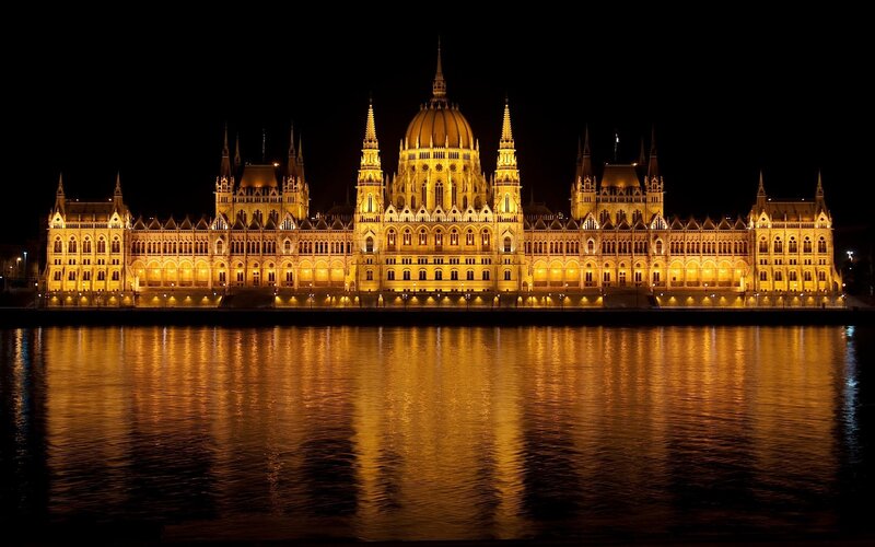 Hungarian Parliament Building — Yellow, Dramatic, Night