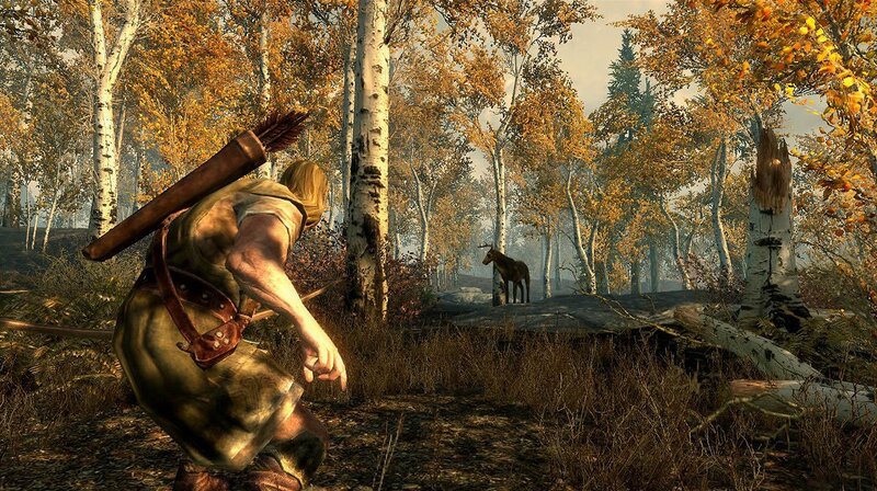 Hunter in autumn forest