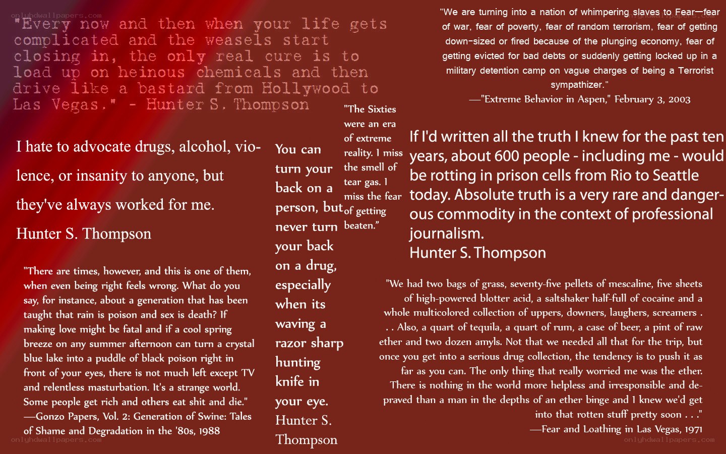 Hunter S. Thompson quotes collage