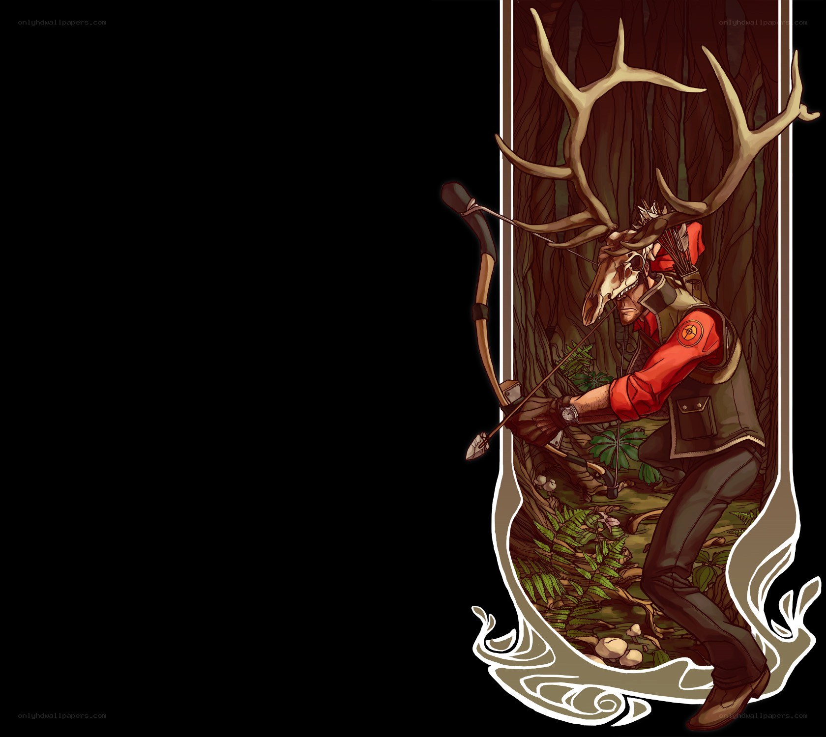 Hunter with deer skull mask