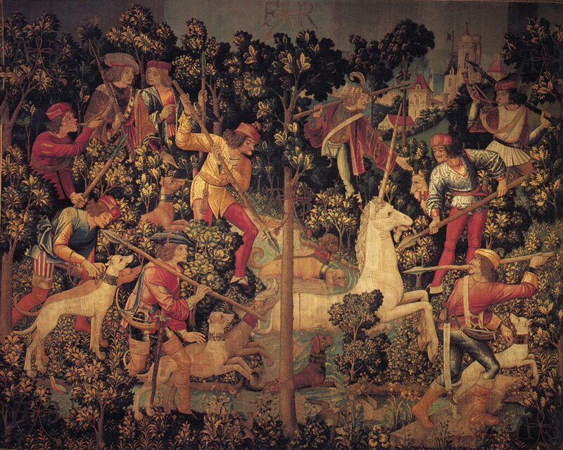 Hunters Chasing Unicorn