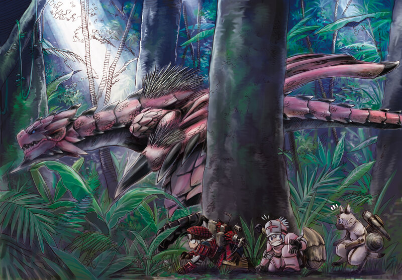 Hunters face a giant dragon
