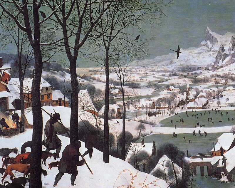 Hunters in Winter Landscape