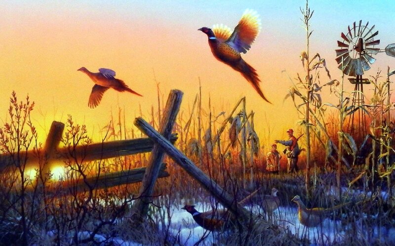 Hunters with Pheasants
