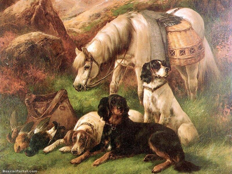 Hunting Dogs and Horse