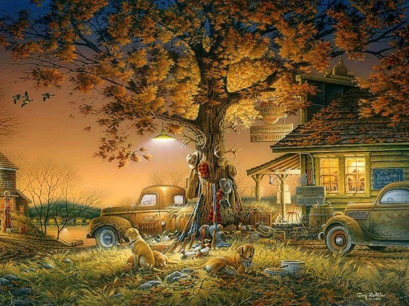 Hunting Dogs in Autumn