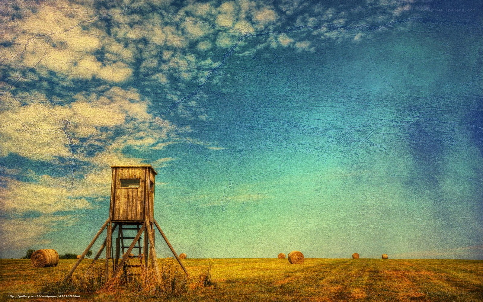 Hunting tower in a field