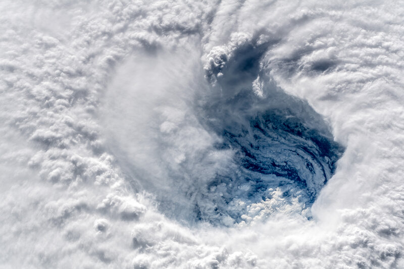 Hurricane Eye from Space — White, Dramatic
