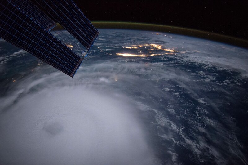Hurricane from Space — Blue, Dramatic, Night