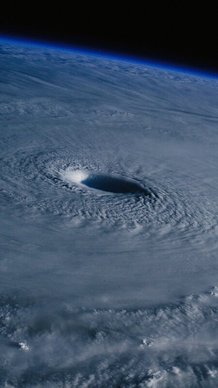 Hurricane from Space — Blue, Dramatic, Photograph, Clouds, Eye