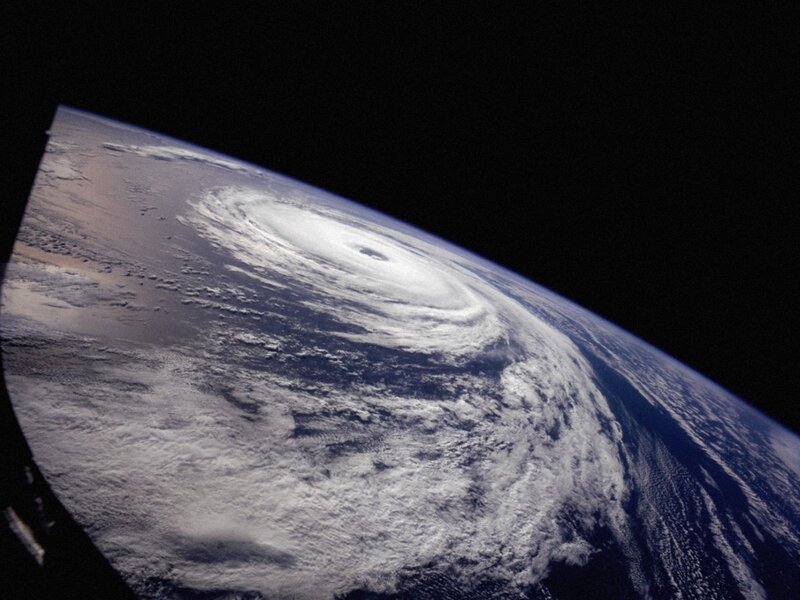 Hurricane from Space — Blue, Dramatic, Photograph, Earth, Clouds, White