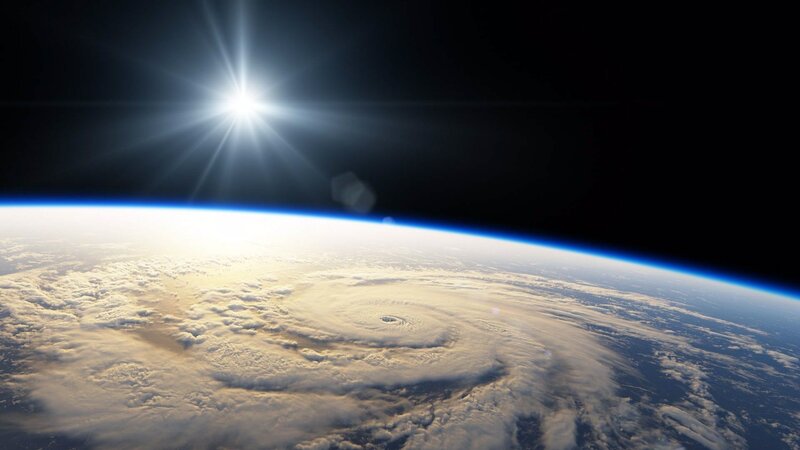 Hurricane from Space — Blue, Dramatic, Photograph, Sun