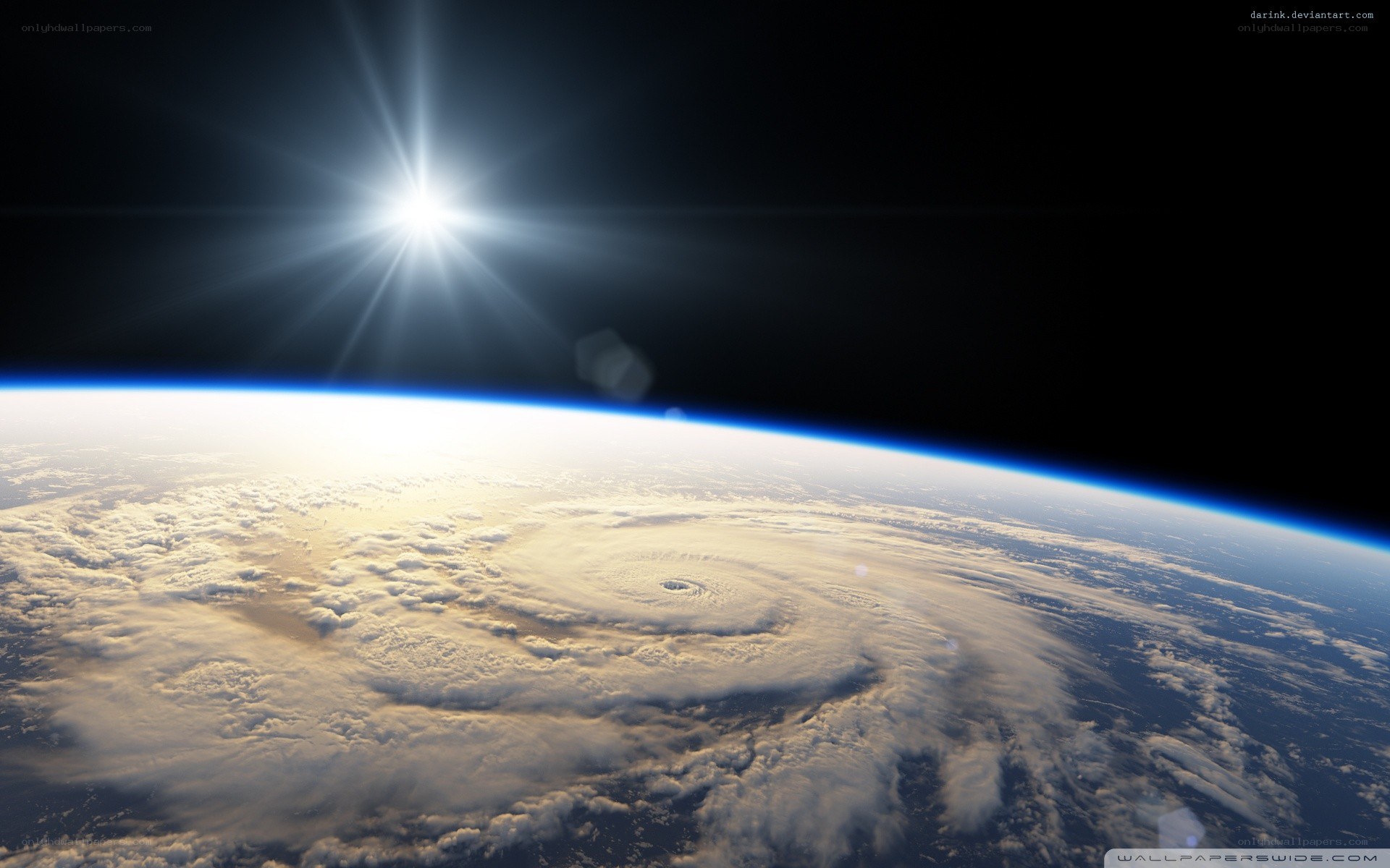 Hurricane from space view