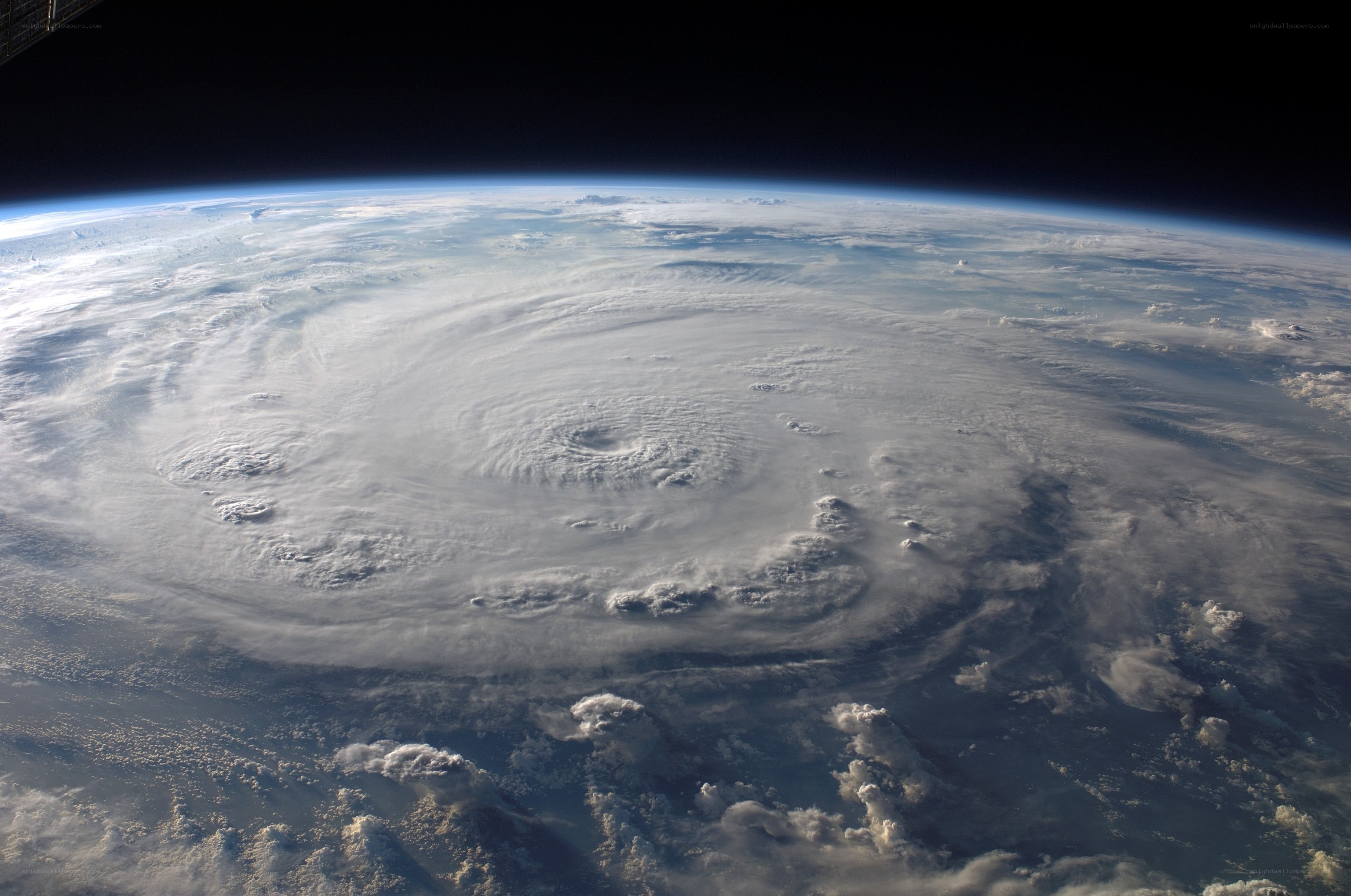 Hurricane from space view