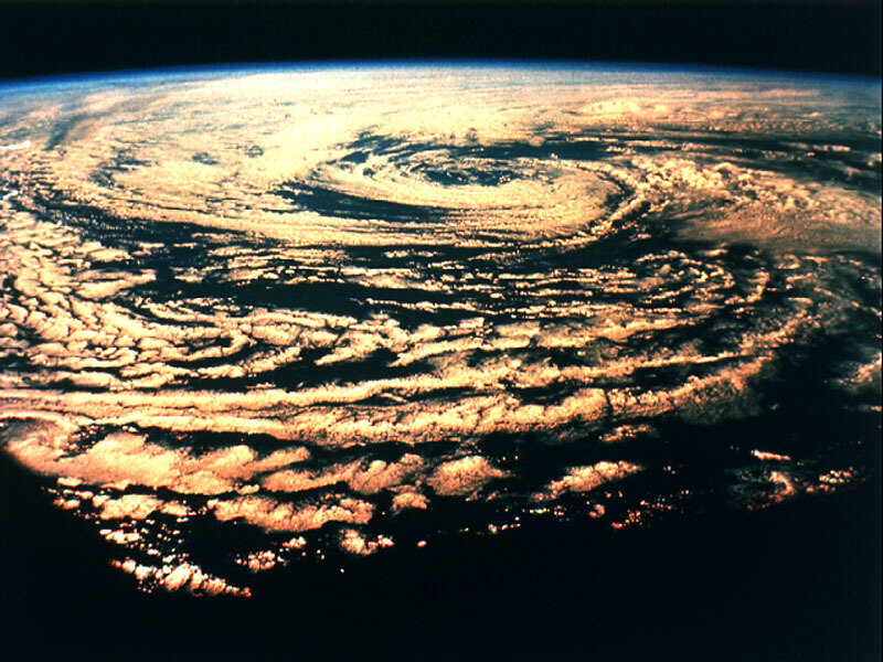Hurricane from Space — White, Dramatic, Night
