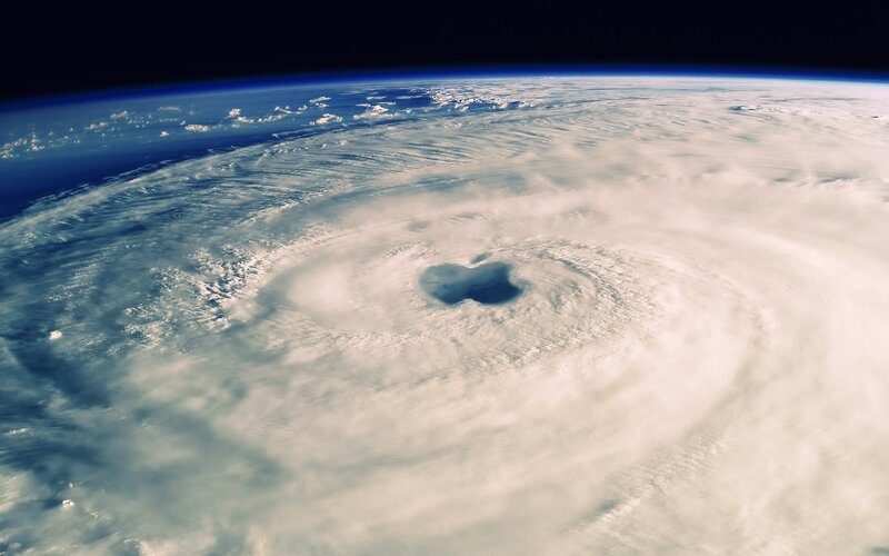 Hurricane from Space — White, Dramatic, Photograph, Clouds, Earth, Blue, Black